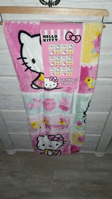 NWT New Hello Kitty Easter Plush Throw Silk Touch 50 x 70'' Pink Patchwork