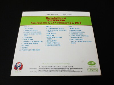 Grateful Dead Dave's Picks 13 Volume Thirteen Winterland SF