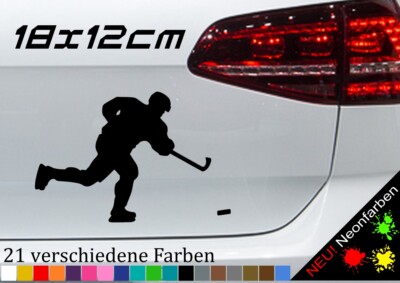 Eishockeyspieler mit Puck Aufkleber Sticker Vinyl Schlittschuh ice DEL 18x12cm