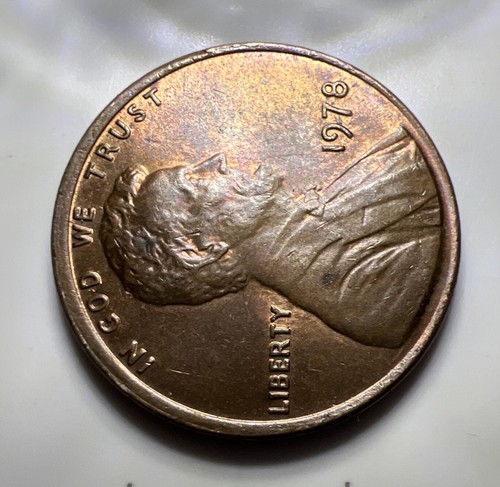 1978 P Penny Off Centered Strike Collar Cud Reverse Great Toning! - Bild 2 von 7