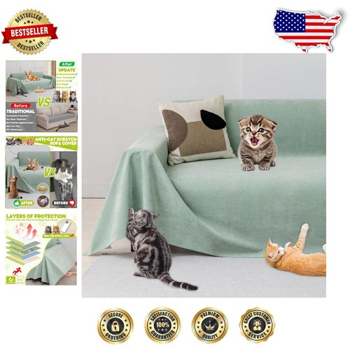 All-in-One Katzenkratz Möbelschutz - Maschinenwaschbar Grün Couch Bezug