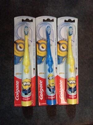 3 PC Mix Lot Colgate Illumination Minions Battery Powered Kids Toothbrush (K71)