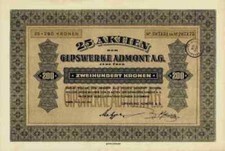 Gipswerke Admont AG 1922 Wiedeń 5000 koron H. Engel & Sohn Wiedeń Podwójny łuk