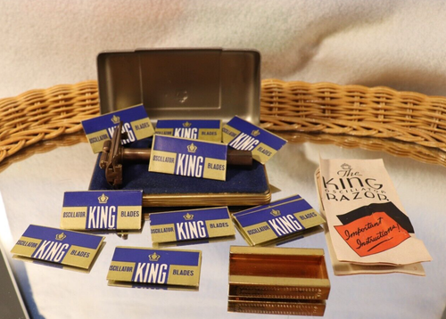VINTAGE NEW KING OSZILLATING RAZOR 1938 ANLEITUNG BROSCHÜRE 10 RASIERKLINGEN ETUI - Bild 5 von 18