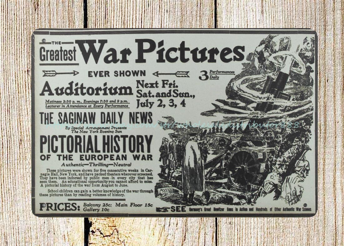 Vintage War Movie Metal Tin Sign - Classic Film Wall Art - Greatest War Pictures