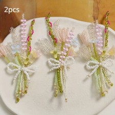 2pcs Braid Lavender Flower Beads Diy Handcrafted Earrings Jewelry Making