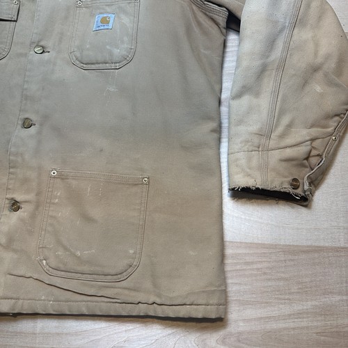 Giacca Vintage Carhartt C01 BRN Uomo Alta 50 Marrone Cappotto da Lavoro Coperta Foderata - Foto 5 di 10