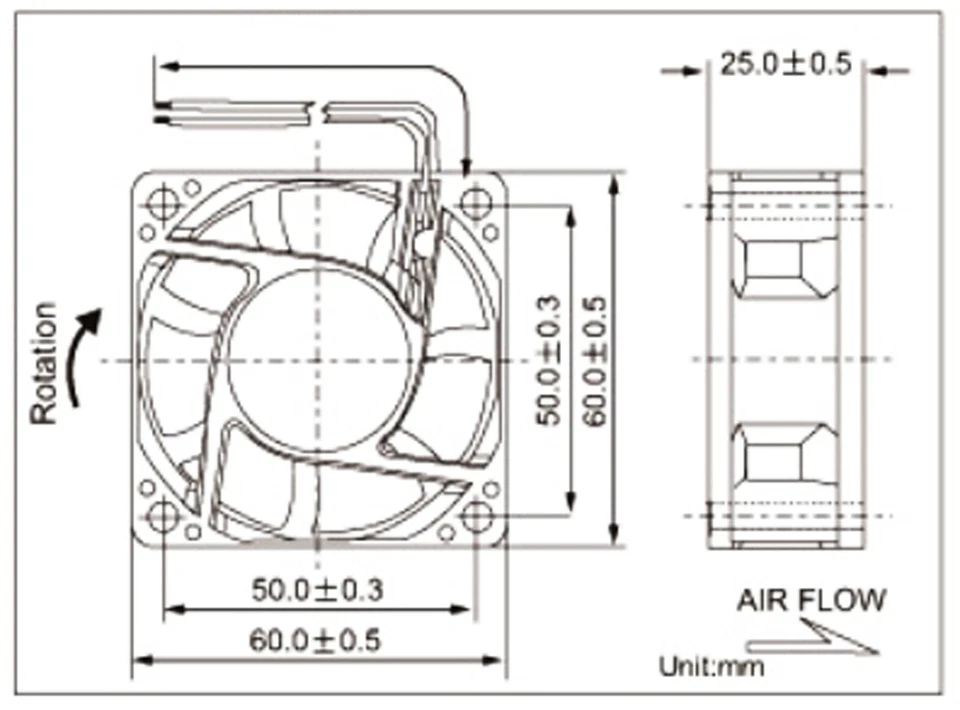 5pcs Brushless DC Cooling Fan 60x60x25mm 6025 7 blades 5V 0.20A 2pin Connector - Image 2 of 2