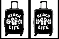 Beach Life Vacation Hibiscus TWO Black Vinyl Decal Car Windows Laptop Notebook