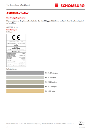 Schomburg ASODUR-V360W 6 kg 2K Betonversiegelung Bodenbeschichtung Versiegelung - Bild 7 von 15