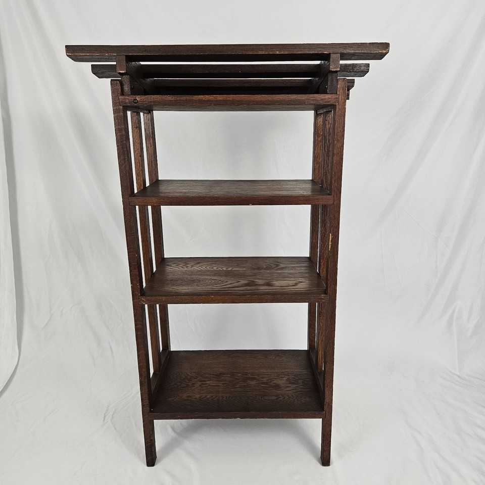 Antique Library Lectern Book Shelf Bookcase Oak Mission Arts & Crafts ...