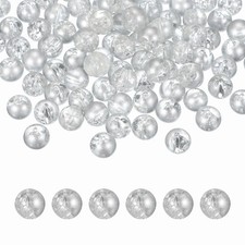 100 Pcs Crackle Glass Beads for Jewelry Making, 10mm Round Beads, Silver
