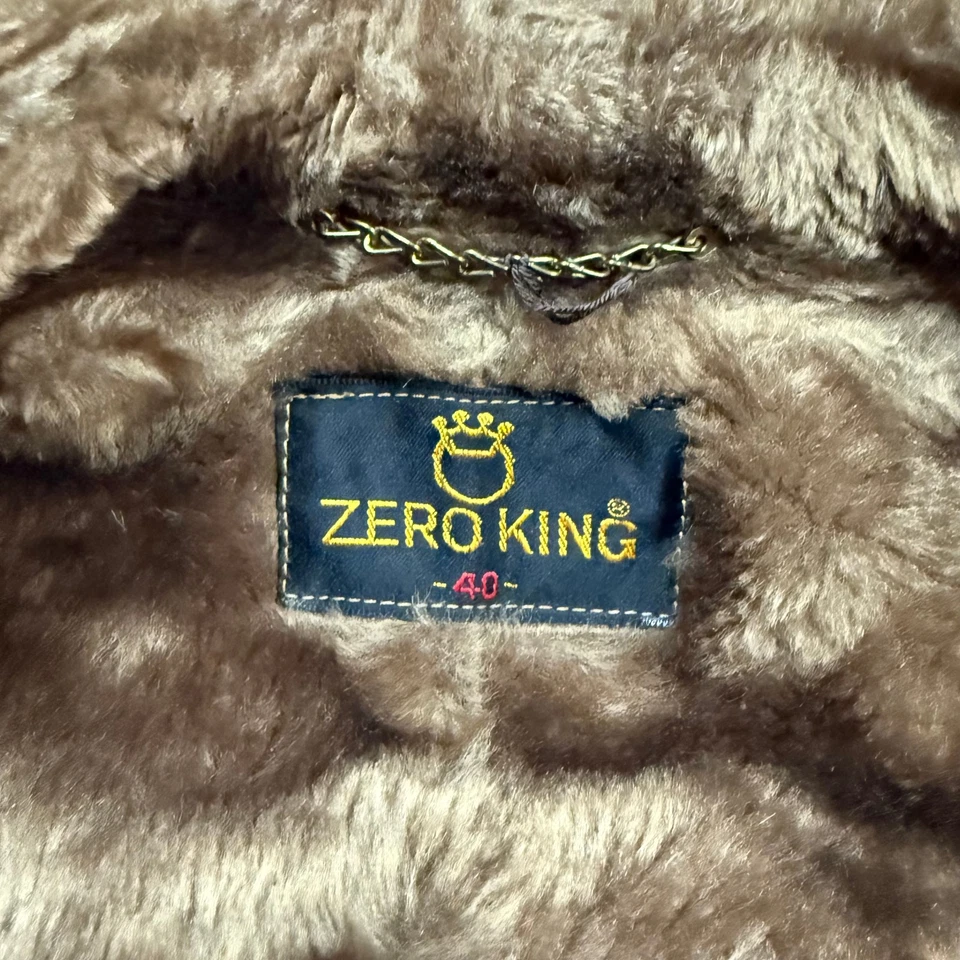 Vintage 70s Zero King Overcoat Top Coat Faux Fur Collar Lined size 40 small - Image 3 of 4
