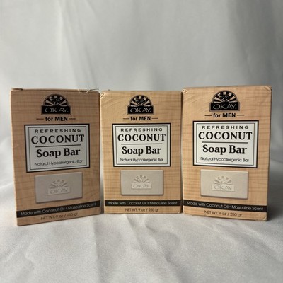 3-Pack Okay For Men - Refreshing Coconut Natural Soap Bar 9oz Each