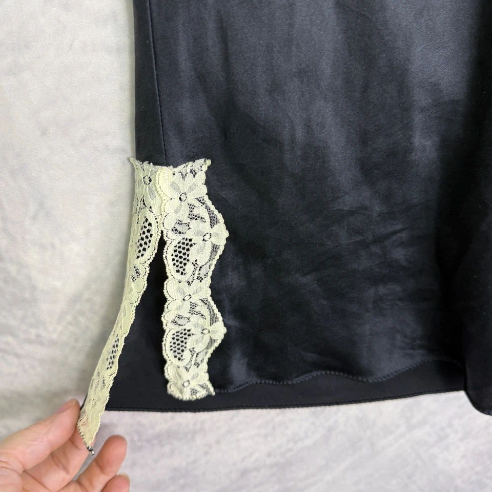 vtg y2k 90s The Limited Silk Cami Top talla L Negro Encaje Trim gótico whimsigoth hada Foto 3 de 4