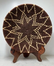 Handwoven Brown and Tan Decorative Basket Boho