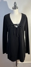 Vintage Old Navy Perfect Fit Cover Up Dress Size L Black Cotton Terry Boho