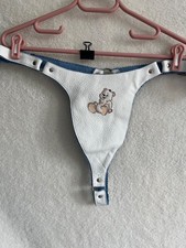 Adult Baby Sissy White Diaper Harness Blue Lining Fits Max