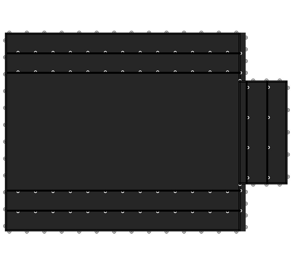 16'x27' Black Flatbed Truck 15 Oz Superlight Steel Tarp w/D-rings & 4' Drop
