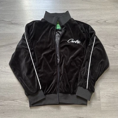 Veste homme velours Corteiz noir zippée doublée col bande manches longues S - Photo 1/3