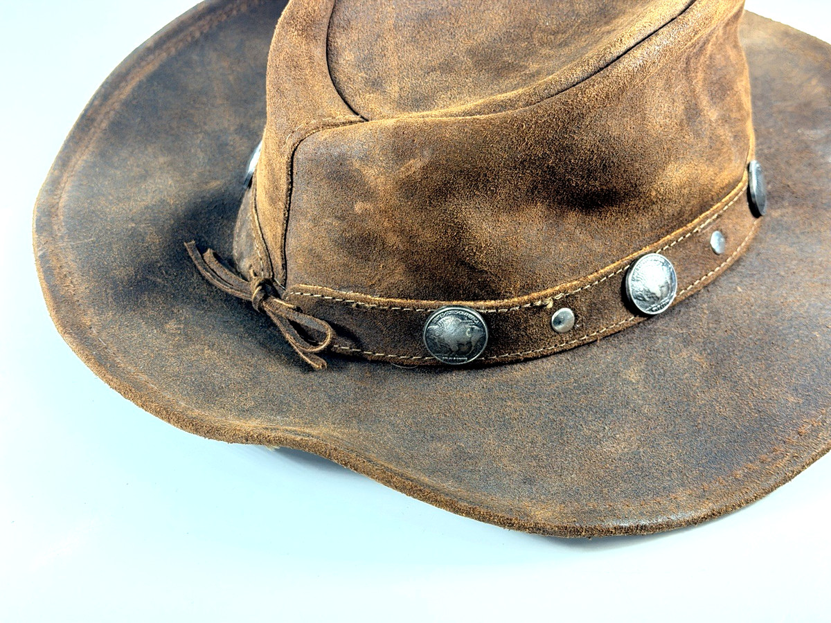 [MINNETONKA] Men's Outback Buffalo Nickel Hat Size (Med.) Tan Leather Cowboy Hat View 6