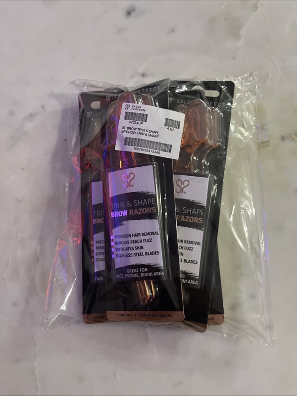 SALON PERFECT TRIM & SHAPE BROW RAZORS 4 PACK NEW & SEALED
