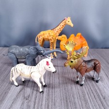 Vintage Safari Animals Lot of 5 Toys - Paint Wear See Condition