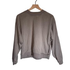 LULULEMON tan zip pocket cotton athletic athleisure crewneck sweatshirt 8