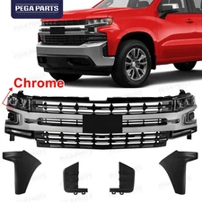 Bumper Grille w/Chrome Trim Full LED Headlight Kit For 2019-2021 Silverado 1500