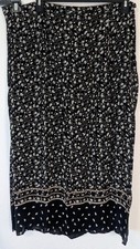 VTG Kathie Lee Woman 24W Paisley Maxi Skirt Black 100 Rayon Floral Boho 90s