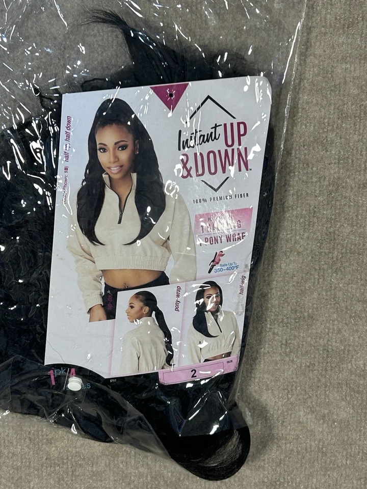 Peluca instantánea Sensationnel arriba y abajo 2 estilos en 1 media peluca cola de caballo cordón Foto 2 de 4