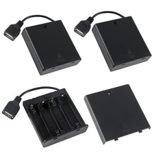 3pcs 4 AA Battery Holder USB Female Socket 4 AA Battery Case Box Holder with Cov