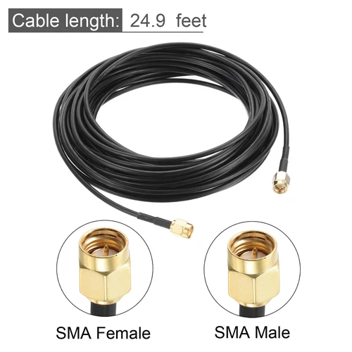 SMA Male to SMA Male Coaxial Cable 50 Ohm 24.9 Feet RG174 - Picture 2 of 5