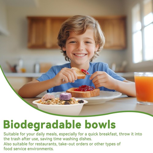 Paper Bowls Disposable, 12oz 200 Pack Heavy-Duty Compostable Disposable Paper... - Picture 6 of 8