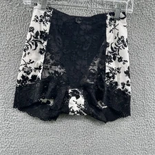 Rikii Shapewear Shorts Womens Medium Black White Floral Lace High Rise Retro