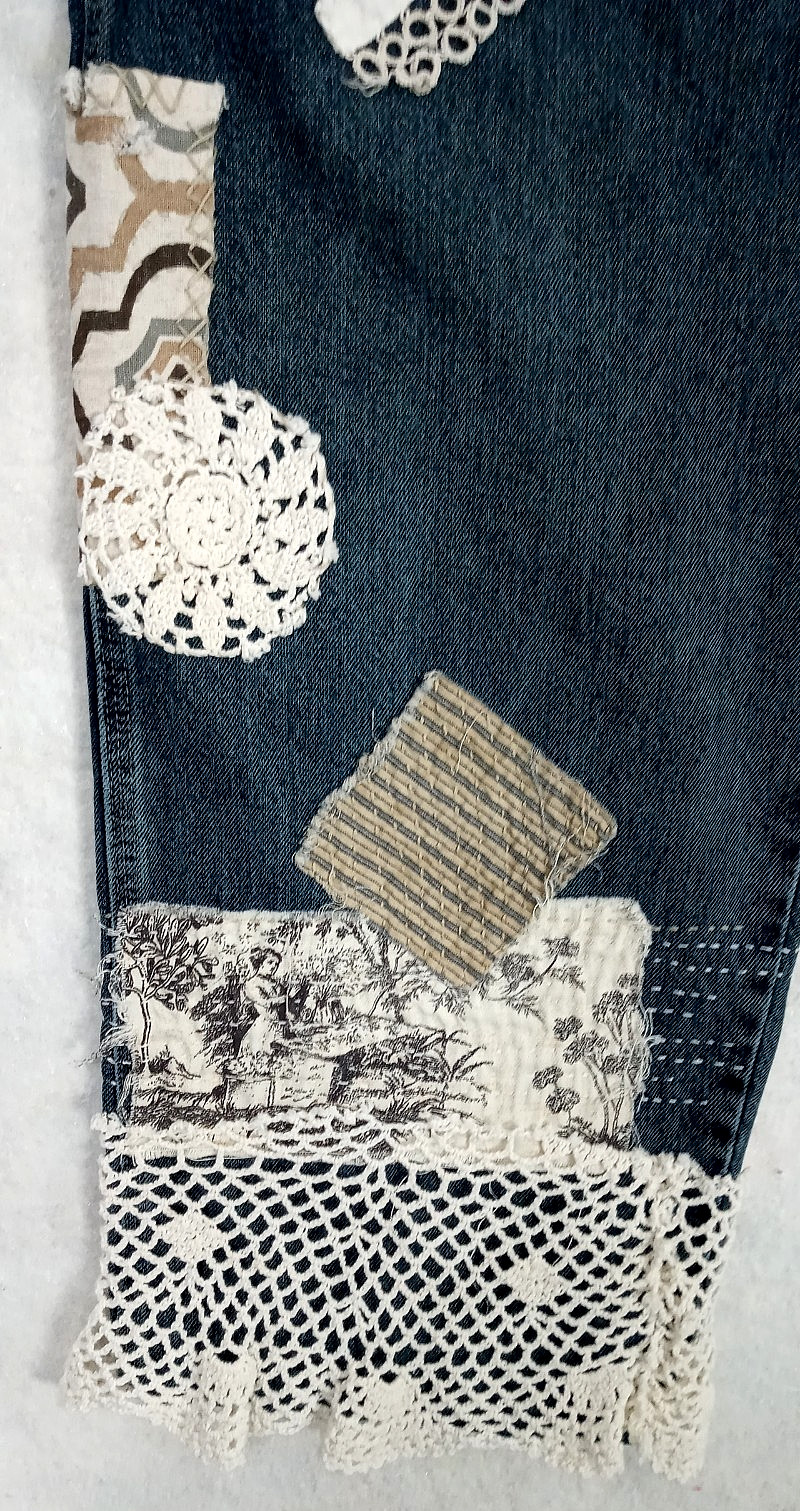 Upcycled Patchwork Carpenter Jeans Hand Stitched … - image 5