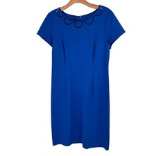Talbots Womens Blue Sheath Dress With Beaded Neckline Size 8