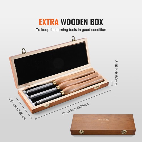 VEVOR Lathe Chisel Set 3PCS Wood Working Turning Tools Carbide Steel Toolbox - Picture 4 of 12