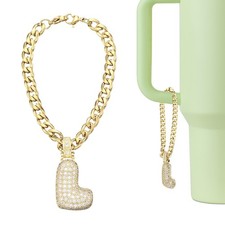 Letter Charm for Stanley Tumbler Cup, Bubble Cute Initial l Letter Charm, Gold