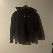 Tommy Hilfiger Boys Navy Fleece Full Zip Hooded Hoodie Pockets Logo XL 18/20