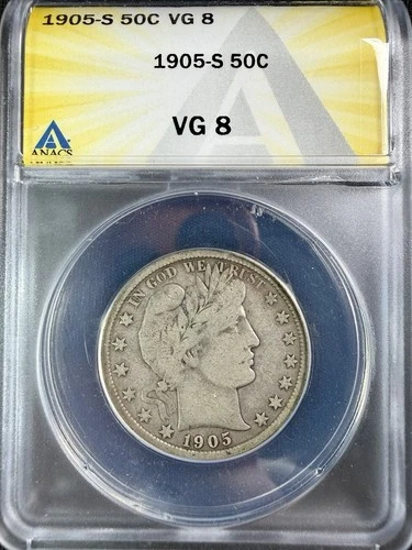 1905 S Barber Half Dollar - ANACS VG 8 - Undergraded in My Opinion!