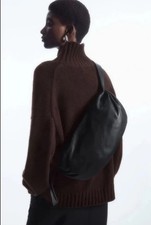 COS GATHERED CROSSBODY Black Slouchy Soft Leather Swing Sling Bag