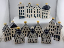 13 KLM Bols Dutch Houses Miniature Blue Delft Collection Rare 2000s Empty Bottle