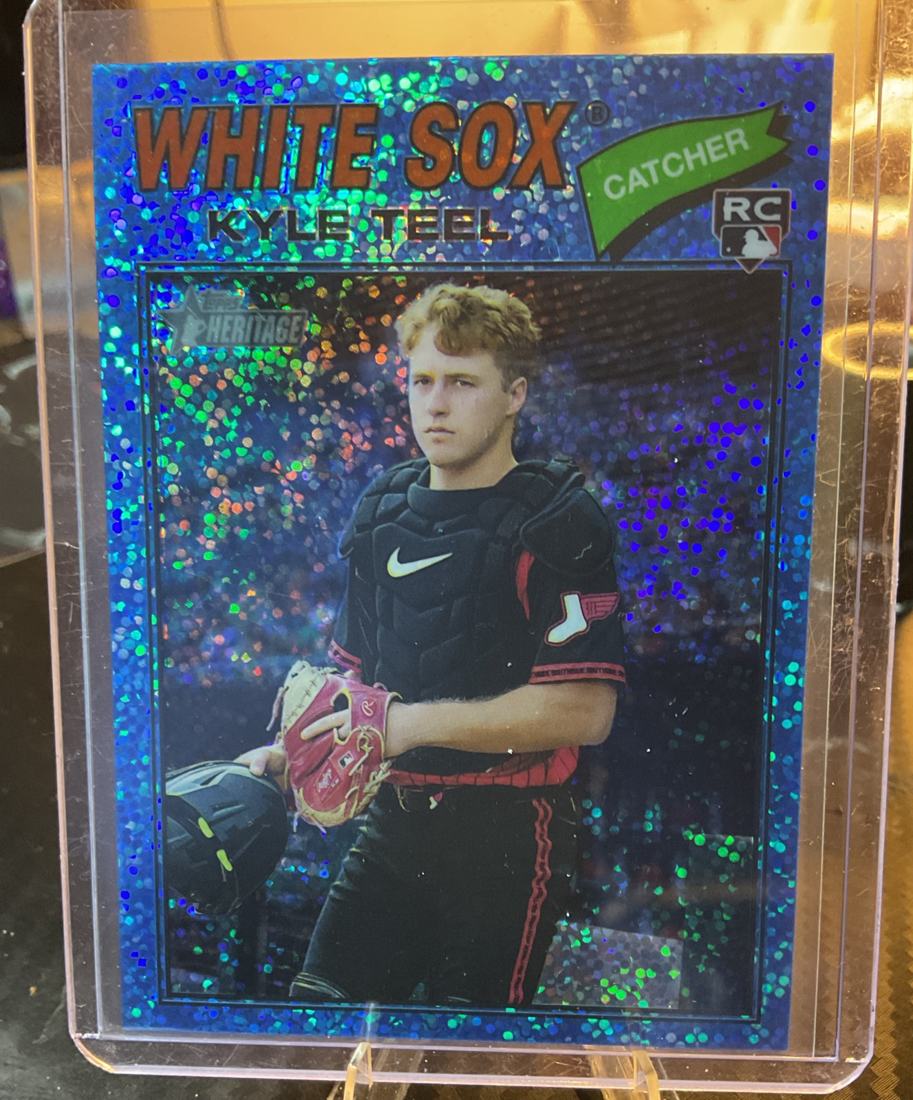2026 Topps Heritage - Kyle Teel #182 Chrome Light Blue Sparkle Refractor (RC)