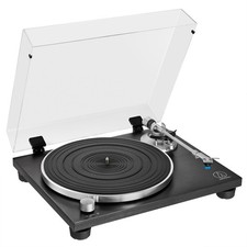 Audio Technica AT LPW30 BK Belt Drive Turntable Phono EQ Wood Cabinet Black