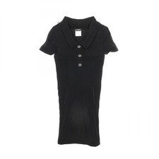 CHANEL COCO Mark Button Dress Short sleeves #36 P35662K02101 cotton Black Used