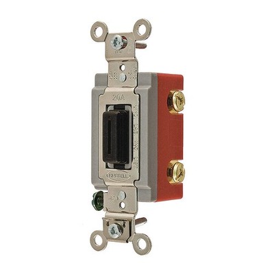HUBBELL HBL1222L Wall Switch,Blk,20A;Back;Side,DblPole 3D363