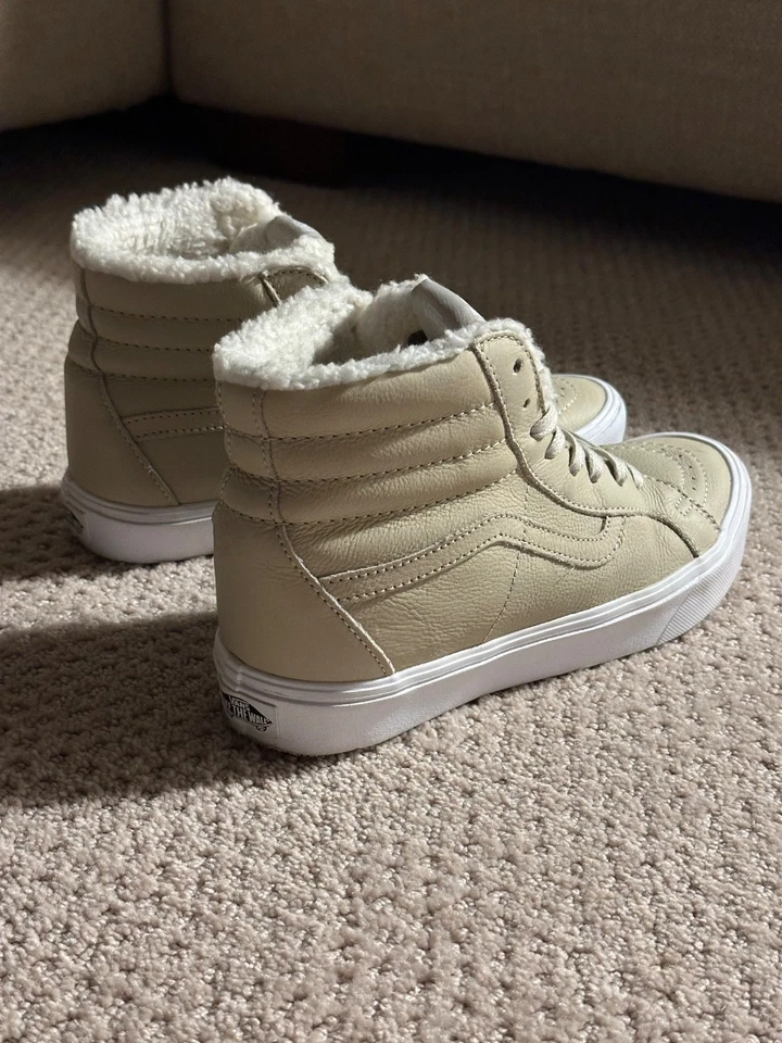 Top alto Vans Sk8-Hi Sherpa forrado de cuero para mujer 8 hombres 6,5 UltraCush beige Foto 4 de 4