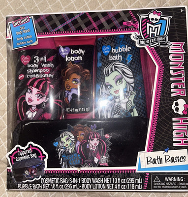 monster high Bath Basics Set With Cosmetic Bag New