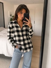 Polo Ralph Lauren Damen Bluse kariert schwarz/weiß Langarm Kragen Knopf M